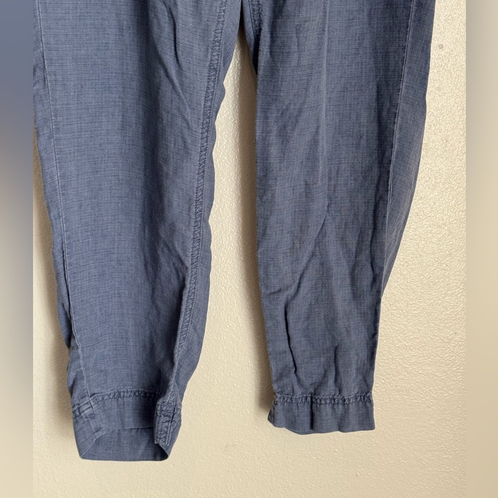 Splendid Collection Blue Linen Straight Leg Pants Small Elastic Waist Drawstring - Picture 4 of 10